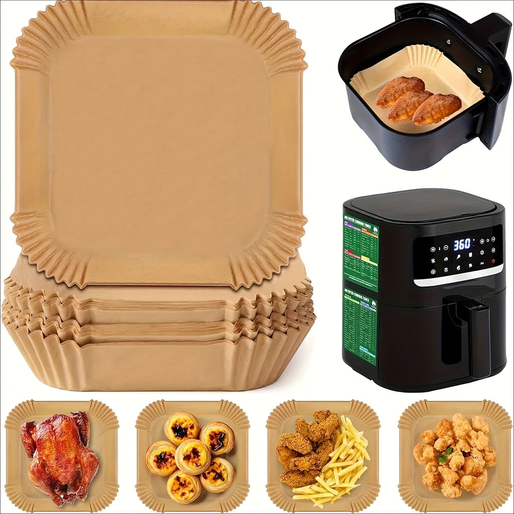 50/100pcs Non Stick Air Fryer Liners Paper For Baking Microwave Ovens Easy To Clean Oil Absorbing Perfect For Healthier Cooking