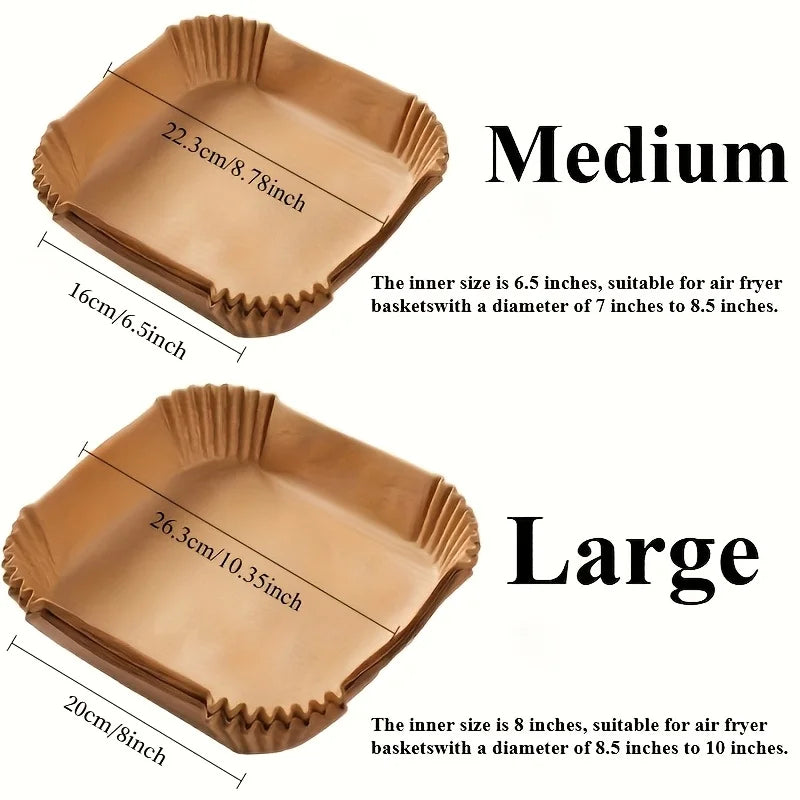 50/100pcs Non Stick Air Fryer Liners Paper For Baking Microwave Ovens Easy To Clean Oil Absorbing Perfect For Healthier Cooking