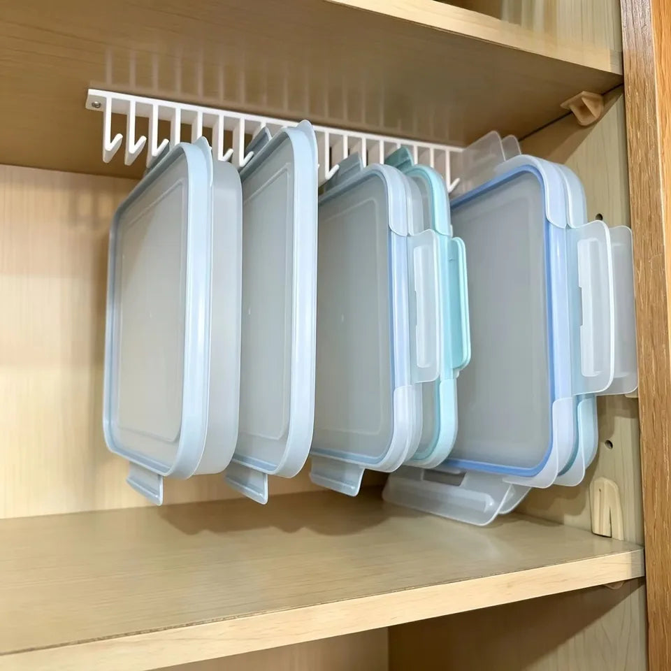 Under‑Cabinet Lid Organizer, Multi‑Slot Wall Mount Kitchen Rack, 5/10 Hooks Space‑Saving Lid Holder with Mounting Hardware