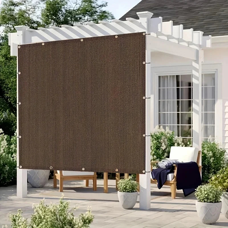 Brown UV-Blocking Sun Shade Net Canopy, Durable Outdoor Shelter for Garden, Pool, Camping & Picnic