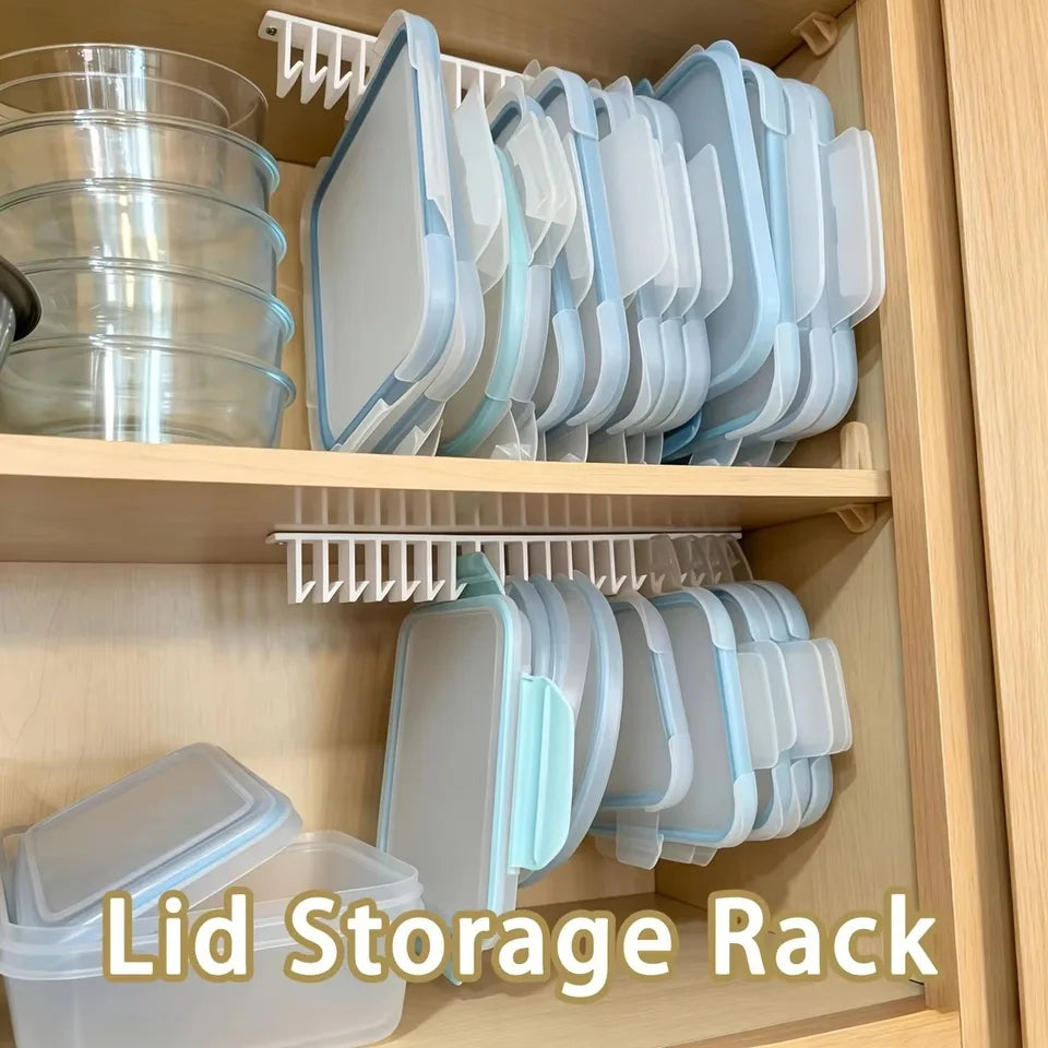 Under‑Cabinet Lid Organizer, Multi‑Slot Wall Mount Kitchen Rack, 5/10 Hooks Space‑Saving Lid Holder with Mounting Hardware