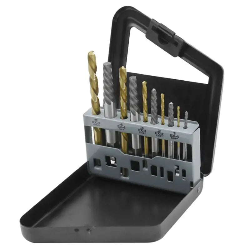 10pcs Screw Extractor Cobalt Left Hand Drill Bit set Broken Bolt Damaged Set