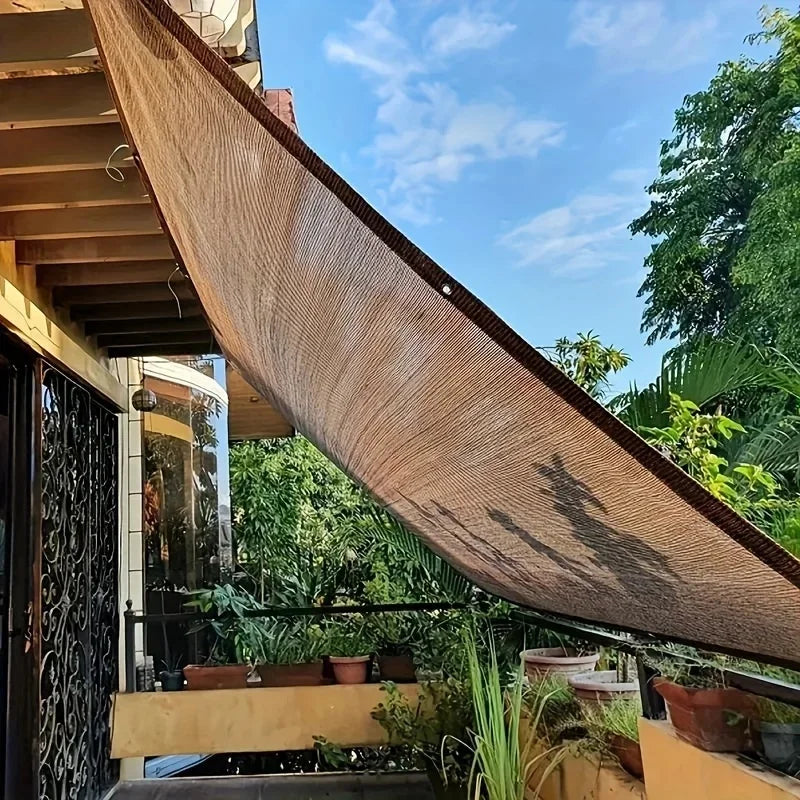 Brown UV-Blocking Sun Shade Net Canopy, Durable Outdoor Shelter for Garden, Pool, Camping & Picnic