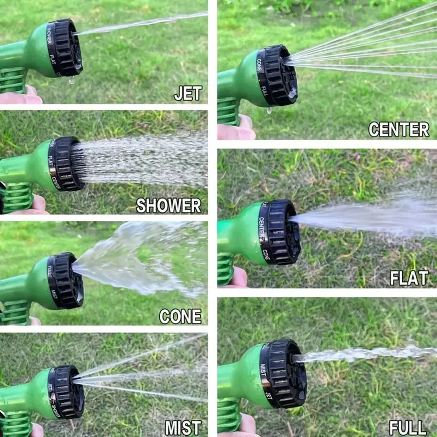 25FT-200FT Expandable Magic Hose 7 Water Spraying Functions Gun Durable Materials Home Garden Watering Tools Lightweight Design