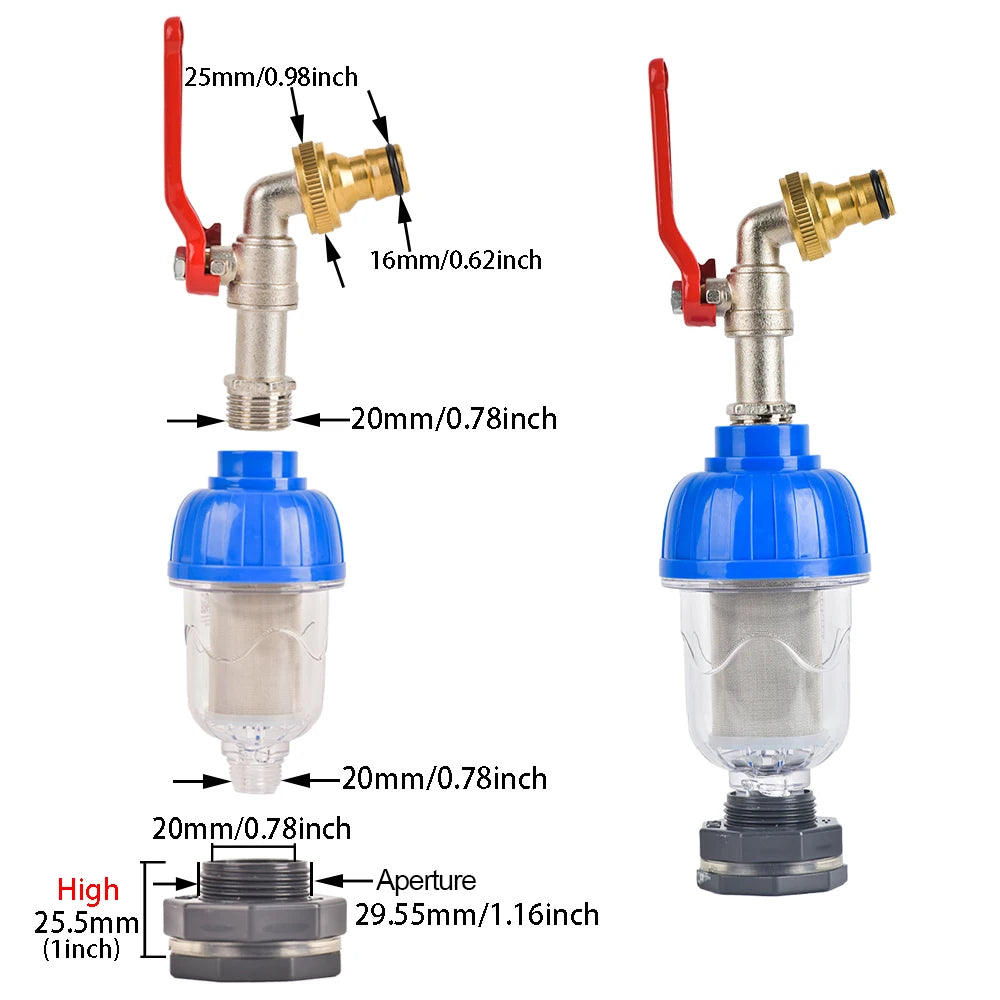 1/2 Inch Watering Filter For S60 IBC Tank Tap Adapter Ton Barrel Joint Garden Irrigation Water Tank Bulkhead Fittings