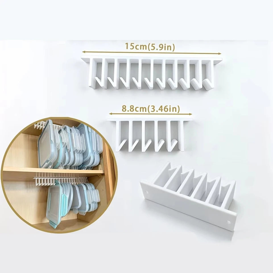 Under‑Cabinet Lid Organizer, Multi‑Slot Wall Mount Kitchen Rack, 5/10 Hooks Space‑Saving Lid Holder with Mounting Hardware