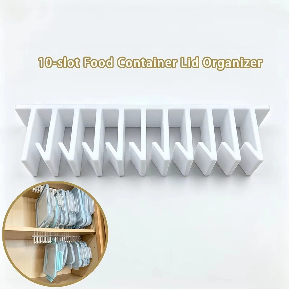 Under‑Cabinet Lid Organizer, Multi‑Slot Wall Mount Kitchen Rack, 5/10 Hooks Space‑Saving Lid Holder with Mounting Hardware