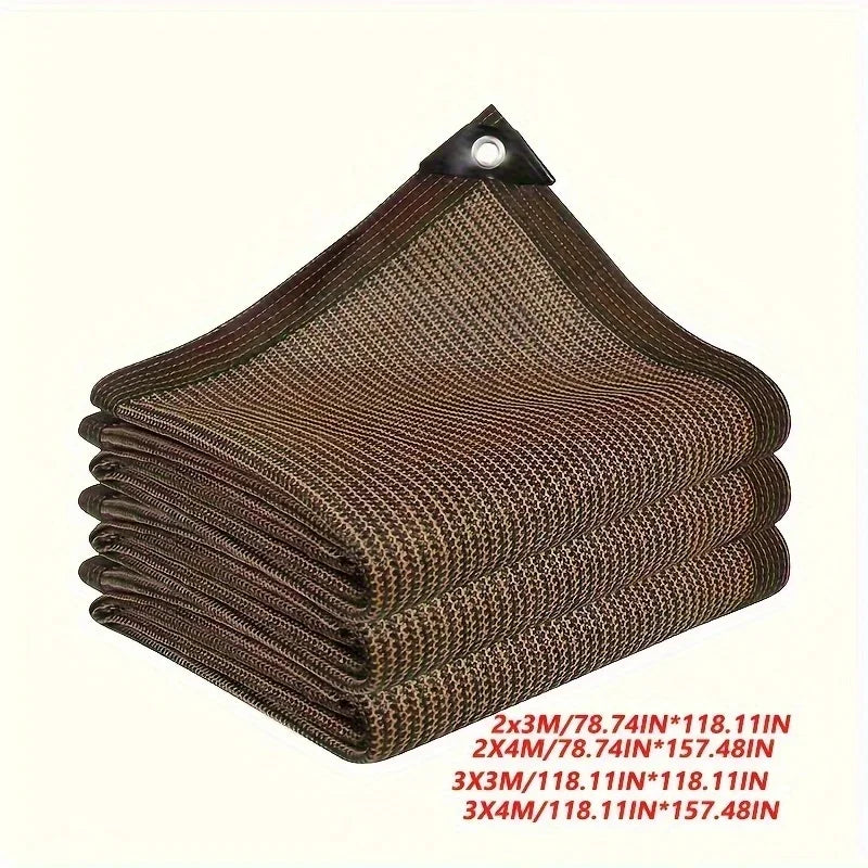 Brown UV-Blocking Sun Shade Net Canopy, Durable Outdoor Shelter for Garden, Pool, Camping & Picnic