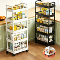 5-Tier Rolling Storage Cart 360° Swivel Wheels, Plastic Movable Trolley Organizer for Kitchen Bathroom Bedroom Home Storage Rack